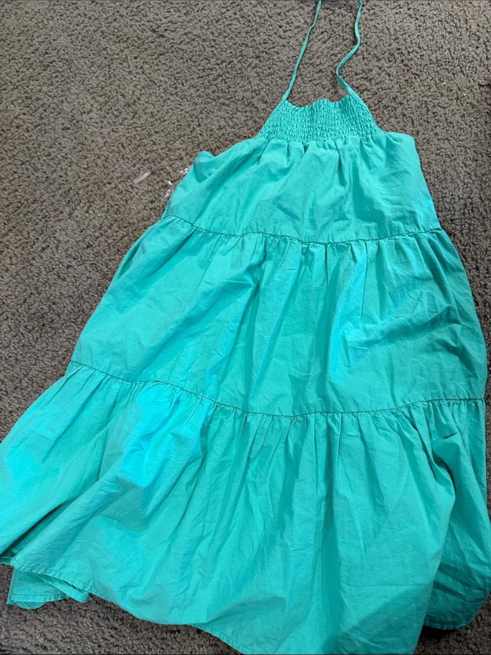 American Eagle Outfitters Teal Halter Tiered Summer Dress